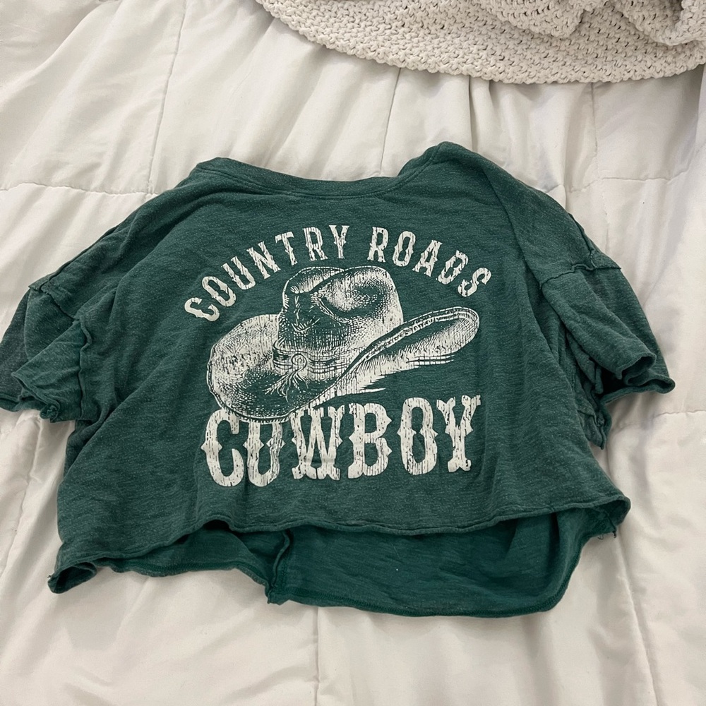 Country Roads Cowboy Kids Green T-Shirt